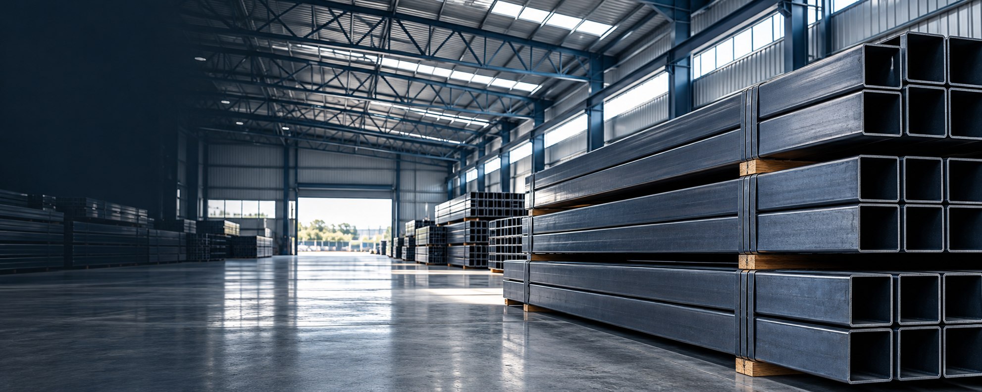 Perfiles estructurales de acero en bodega